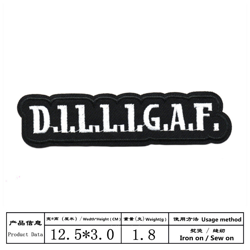 Wholesale Black and white English alphabet rectangular embroidered patch
